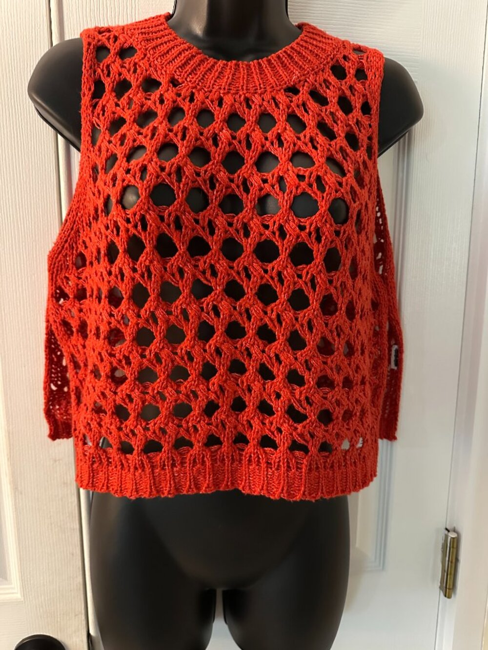 Red Crochet Funky Statement Vest, size Small